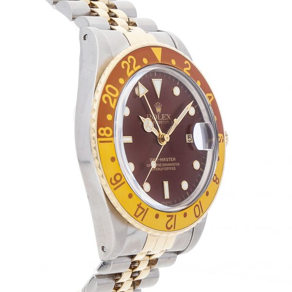 Casual Men Rolex GMT Master Rootbeer 16753 Dial Brown Mechanical Automatic