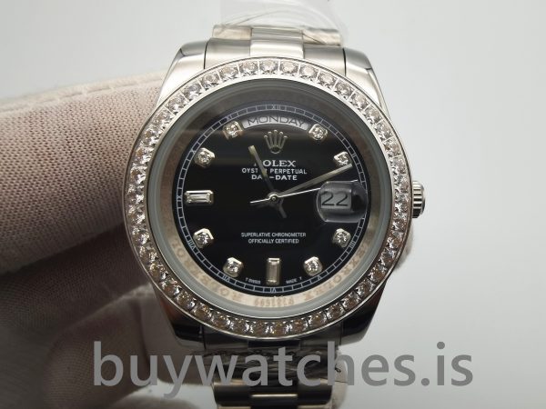 Rolex Day-Date 218349 Automatisch herenhorloge van 41 mm, zwart met diamanten