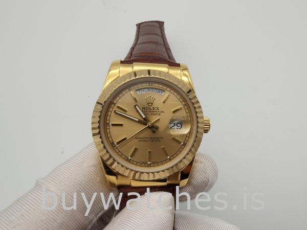 Rolex Day-Date 1503 Unisex gouden krokodillenleer 34 mm automatisch horloge