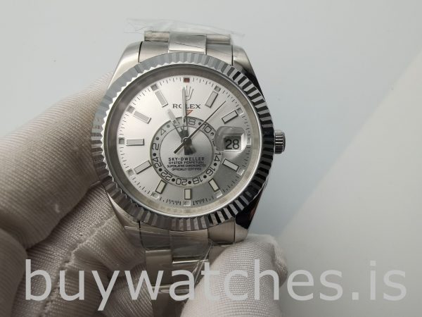 Rolex Sky-Dweller 326934 Witte wijzerplaat heren 42 mm stalen horloge