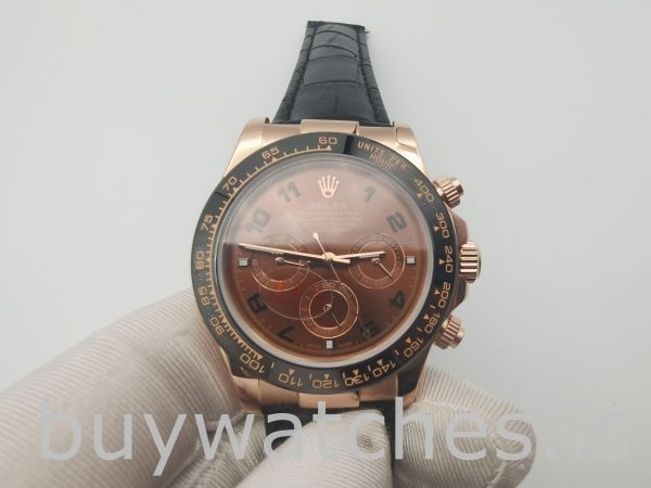 Rolex Daytona 116515 Leren horloge met 40 mm chocolade wijzerplaat