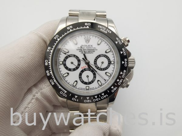 Rolex Daytona 116500 Automatisch 4130 herenhorloge met witte wijzerplaat (40 mm)