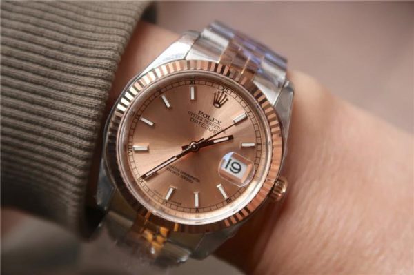 Rolex Datejust 116231 Replica Rosé gouden wijzerplaat dames 36 mm horloge